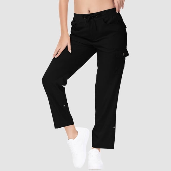 Women High Waisted Wide Leg Pants Fashion Drawstring Elastic Trousers Comfy Straight Leg Long Pants With Pockets Casual Pants for Women Home Cabana Pants Womens Pants with Stretch Pant Romper for