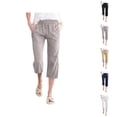 thumbnail image 1 of Women High Waisted Wide Leg Pants Fashion Drawstring Elastic Trousers Comfy Straight Leg Long Pants With Pockets Summer Pants For Women, 1 of 5