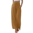 thumbnail image 1 of Women High Waisted Wide Leg Pants Fashion Drawstring Elastic Trousers Comfy Straight Leg Women Dress (2-Khaki, XL), 1 of 5