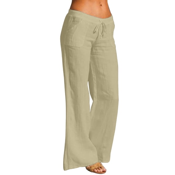 Women High Waisted Wide Leg Pants Fashion Drawstring Elastic Trousers Comfy Straight Leg Long Pants With Pockets Business Casual for Women Pants plus Size