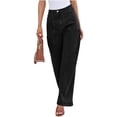thumbnail image 1 of Women High Waisted Wide Leg Pleated Jeans Loose Elastic Denim Pants with Pockets, 1 of 6