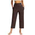 thumbnail image 1 of Women High Waisted Yoga Capris Tummy Control Loose Fit Straight Leg Pant with Pockets Solid Vacation Beach Capris, 1 of 9
