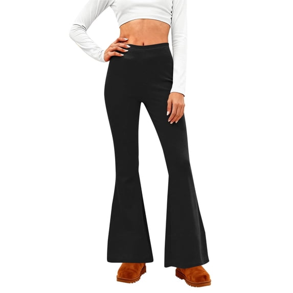 Women High Waisted Yoga Pants Flare Wide Leg Tummy Control Workout Yoga Trousers Athletic Running Gym Bootcut Slacks