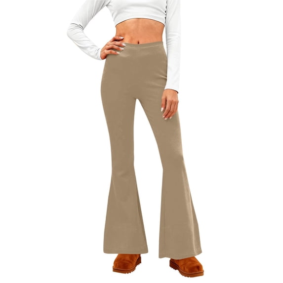 Women High Waisted Yoga Pants Flare Wide Leg Tummy Control Workout Yoga Trousers Athletic Running Gym Bootcut Slacks