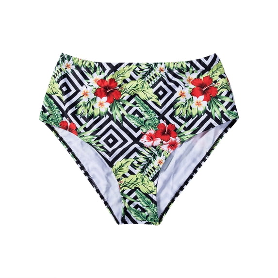 Women High Wasit Swim Trunks, Coloful Printing Swimming Pants, Plus Size Swimsuit Bottoms, Female Holiday Beachwear