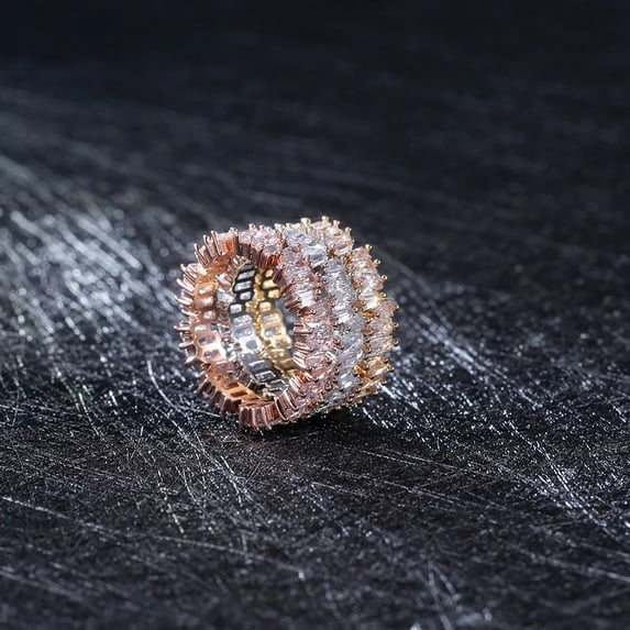 Women Hip Hop Fashion Cubic Zirconia Rings For Women Luxury Rose Gold Color Chain Ring