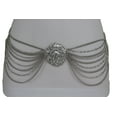 thumbnail image 1 of Women Hip Waist Belt Silver Metal Chain Side Waves Lion Charm S M L, 1 of 12