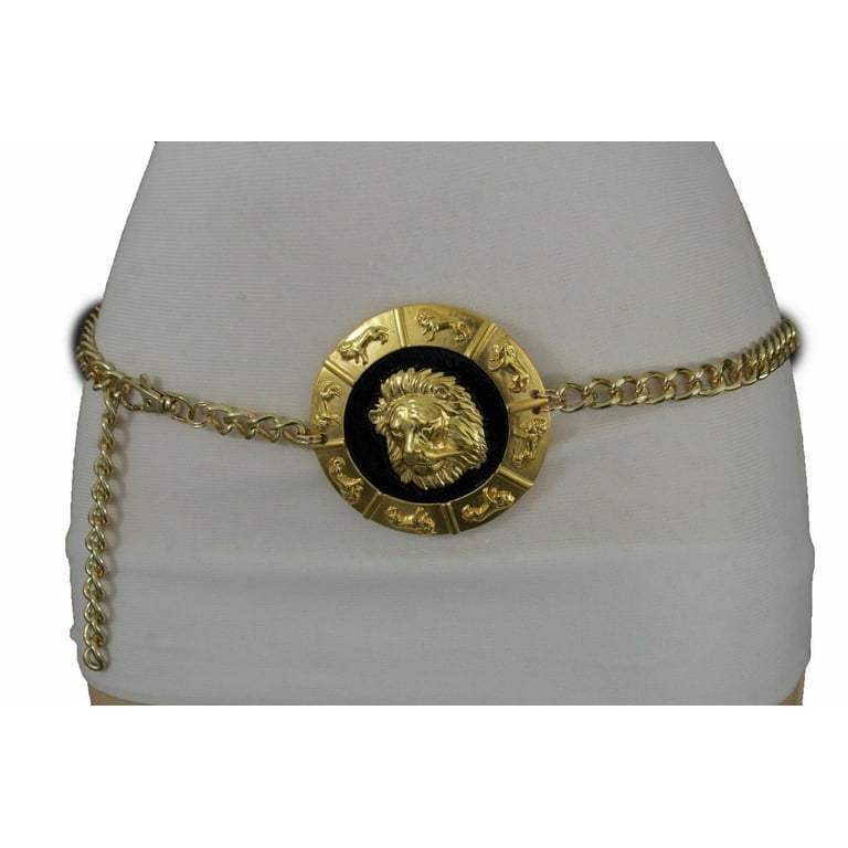 Women Hip Waist Gold Metal Chain Fashion Belt Lion Medallion  display picture 3