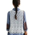 thumbnail image 1 of Women Hippie Boho Crochet Sleeveless Vest Open Front Lace Cardigan Geometric Circle Beach Cover Up Waistcoat, 1 of 13