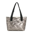 thumbnail image 1 of Women Hobo Handbag Large Capacity Shiny Padded Bag Girls Winter Bag (Champagne), 1 of 9