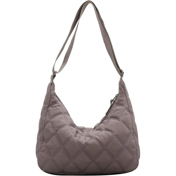 Women Hobo Shoulder Bag Puffer Small Tote Crossbody Bag Purse Cotton Handmade Bags Handbag with Zipper School Work Travel