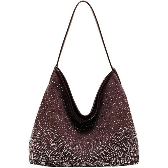 Women Hobo Shoulder Bags Rhinestone Large Purse and Handbags Sparkly Tote Bag