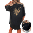 thumbnail image 1 of Women Hogwarts Castle Owl Letter Starry Sky Gold Line Art Back Print Graphic Comfortable Tees T Shirt Tops Round-neck Printed Cotton T-Shirt Black S-5XL, 1 of 5