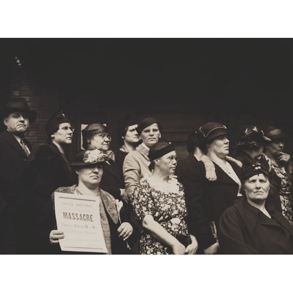 Women Holding A Sheet Of Paper Announcing A 'Mass Meeting To Investigate Memorial Day Massacre'. The Group Is Probably Gathered At The Funeral For Those Killed On Memorial Day History (24 x 18)