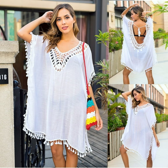 Women Hollow Out Crochet Lace Tassels Swimwear Beachwear Bathing Suit Cover Up Long Swim Tops Women plus Size Swimsuits Women 4x Vintage Bathing Suits for Women Skirt Sunflower Swimsuits for Juniors