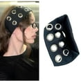 thumbnail image 1 of Women Hollow Out Eyelets Elastic Headband, Studded Headband Punk Style Rivet, Fashionable Metal Design Knitted Headband, Stretchy Casual Hair Accessory for Girls (Black, 1Pcs), 1 of 7