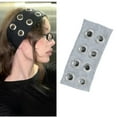 thumbnail image 1 of Women Hollow Out Eyelets Elastic Headband, Studded Headband Punk Style Rivet, Fashionable Metal Design Knitted Headband, Stretchy Casual Hair Accessory for Girls (Gray, 1Pcs), 1 of 7