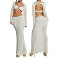 thumbnail image 1 of Women Hollow Out 2 Piece Skirt Set Y2K Halter Neck Backless Crop Camis Slim Fit Tube Tops Split Maxi Skirts Outfits, 1 of 8