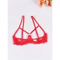 thumbnail image 1 of Women Hollow Out Cupless Bra Underwire Floral Lace Mesh Sheer Bra, 1 of 5