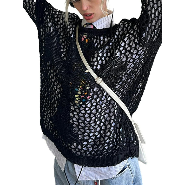 Knitting Hollow Long Sleeves Cardigan Tops Knitting Hollow Long Sleeves Cardigan Tops