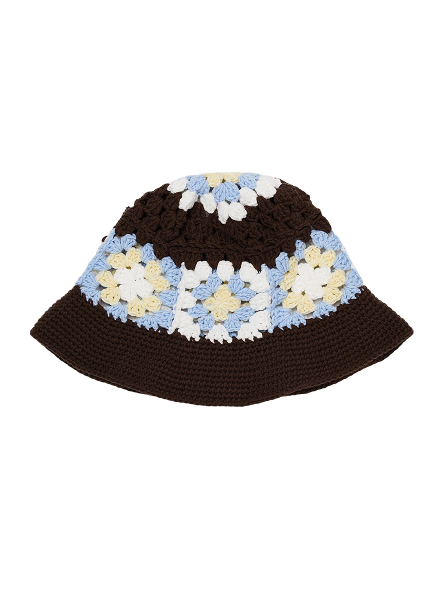 Women Hollow Out Sun Hat Flower Pattern Handmade Crochet Hat Summer Boho Bucket  Hat Outdoor Trendy Knitted Cap