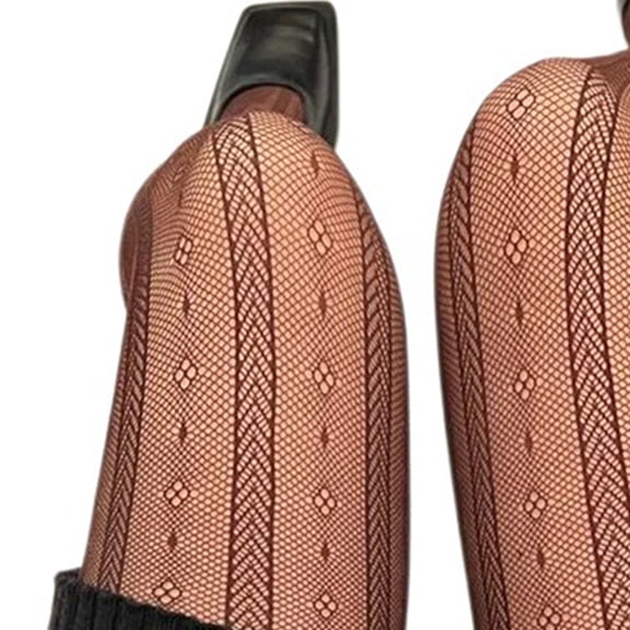 Women Hollowed Patterned Sheer Fishent Pantyhose Stockings Striped Flower Fine Mesh Colored Tights Leggings