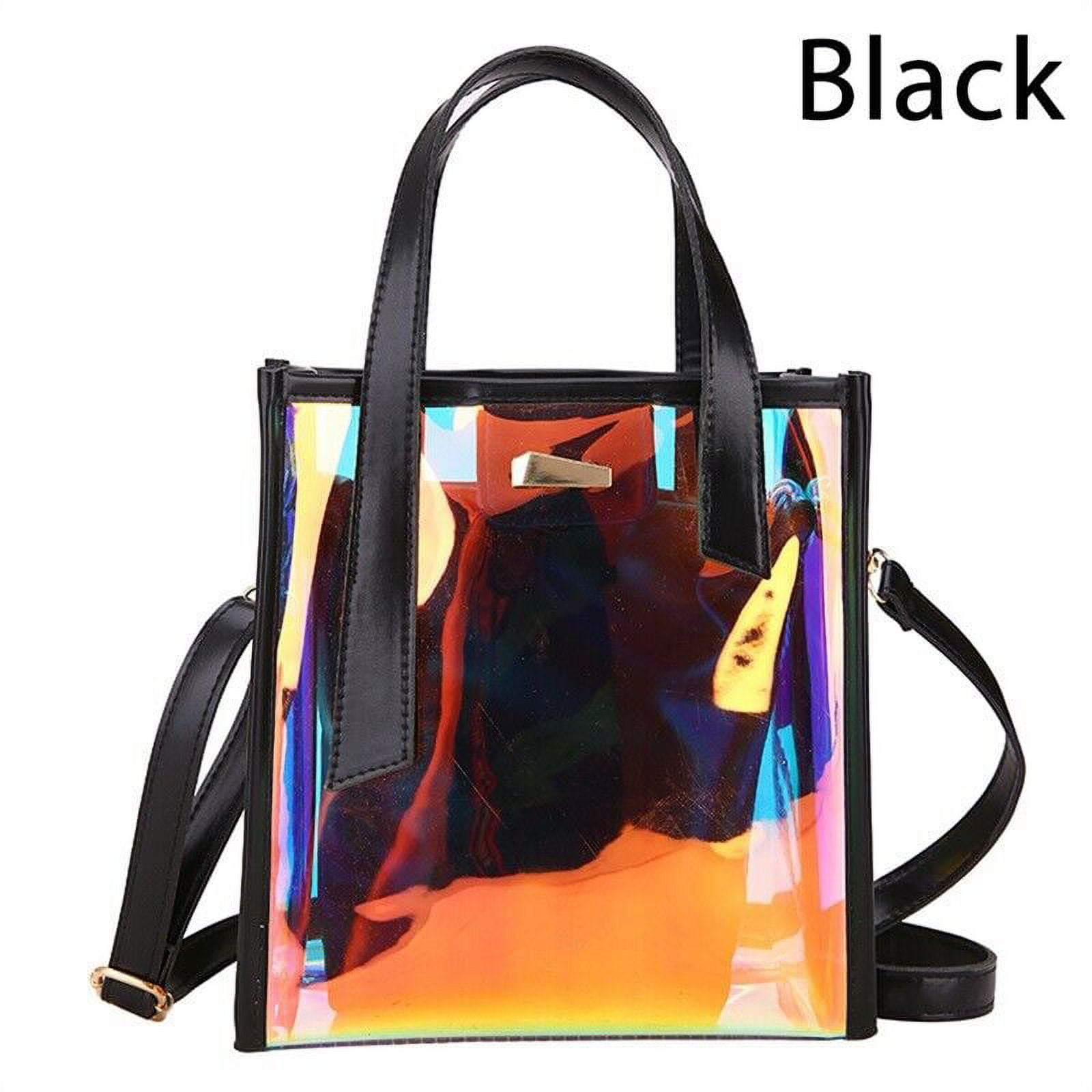 Leather Bag Black Holographic Purse Women Hologram Transparent