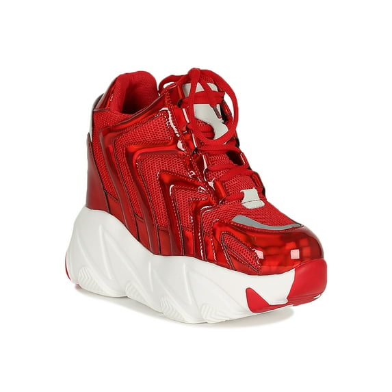 Women Hologram Wave Panel Mesh Hidden Wedge Sneaker 18986