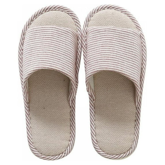 Women Home Linen Slippers Clearance,Casual Print Memory Foam Bedroom Shoes Slip-on Sole Open Toe Slide