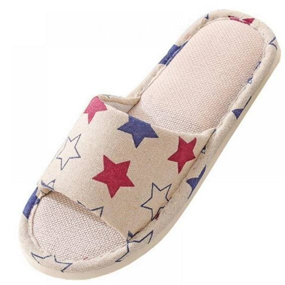 Women Home Slippers Indoor Floor Soft Couple Linen Slipper Lightweight Unisex Bedroom Shoes