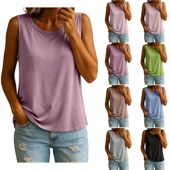 Women Home-style Tank Tops Zaewscy Women's Casual Home-style Short-sleeved Top With No Sleeves And A Padded Chest Piece Pink S