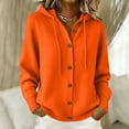 thumbnail image 1 of Women Hooded Button Front Knit Cardigan Top Drawstring Long Sleeve Loose Soft Sweater, M, 1 of 9
