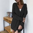 thumbnail image 1 of Women Hooded Cardigan Sweater Open Front Long Sleeve Cash Mere Soft Knit Sweater Jacket, 1 of 9