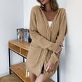thumbnail image 1 of Women Hooded Cardigan Sweater Open Front Long Sleeve Cash Mere Soft Knit Sweater Jacket, 1 of 9