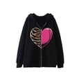 thumbnail image 1 of Women Hooded Coat, Long Sleeve Skull/ Spider Web/ Heart Printed Zipper Fall Spring Casual Jackets, 1 of 7