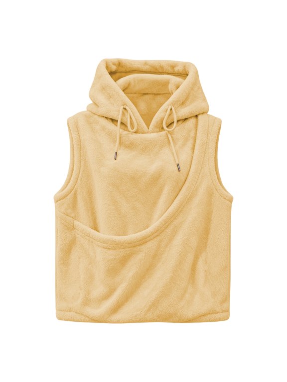 Women Hooded Pet Carrier Vest, Sleeveless Kangaroo Pocket Waistcoat for Holding Small Dog Cat