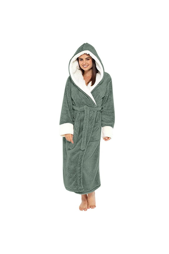 Women Hooded Fleece Robe, Short Plush Robes for Womens With Hood Soft Warm Spa Bathrobe