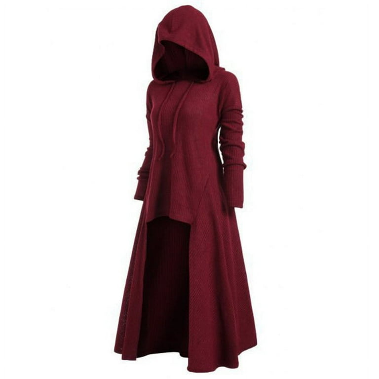 Women Hooded High Low Drop Shoulder Longline Sweater Vintage Long