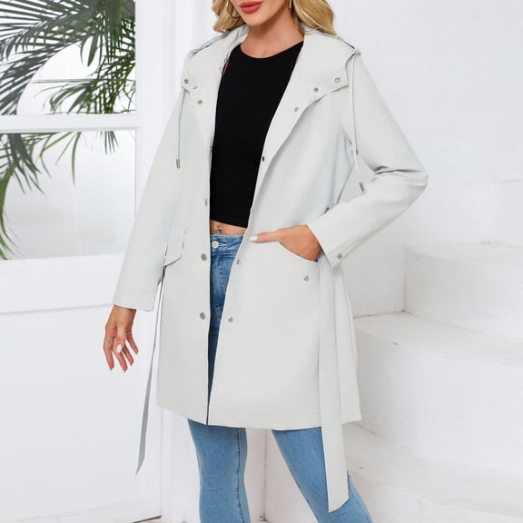 Women Hooded Long Sleeved Spring And Autumn Jacket Loose Casual Windproof Jacket Lightweight Rain Jackets for Women Women's Athletic Jackets Clothes for Women Jacket Fashion Jackets with Hood for