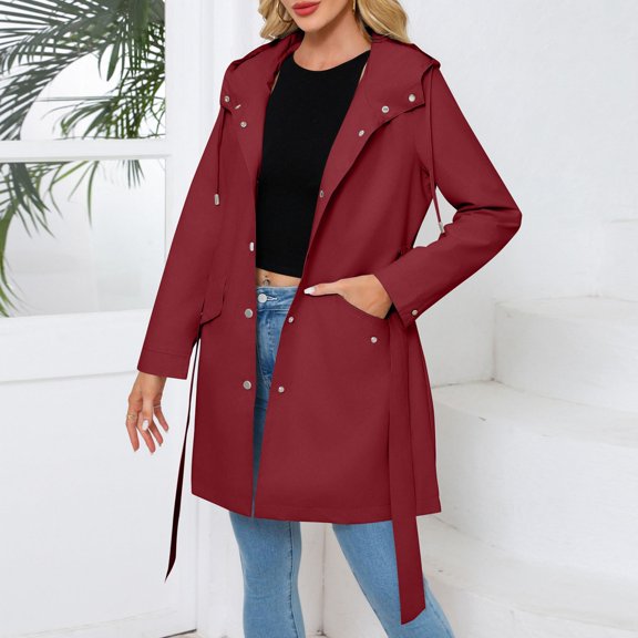 Women Hooded Long Sleeved Spring And Autumn Jacket Loose Casual Windproof Jacket Lightweight Rain Jackets for Women Women's Athletic Jackets Clothes for Women Jacket Fashion Jackets with Hood for