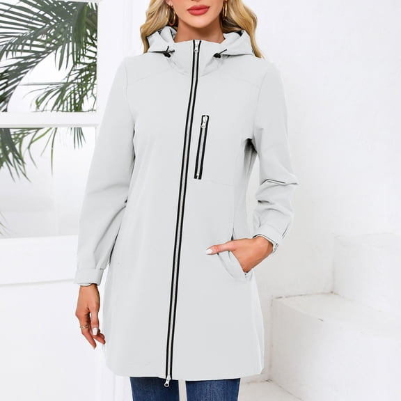 Women Hooded Long Sleeved Spring And Autumn Jacket Loose Casual Windproof Jacket Winter Jackets for Women Long Coat Women Womens Fall Coats World of Dance Windbreaker Nylon Windbreaker Camping Gear