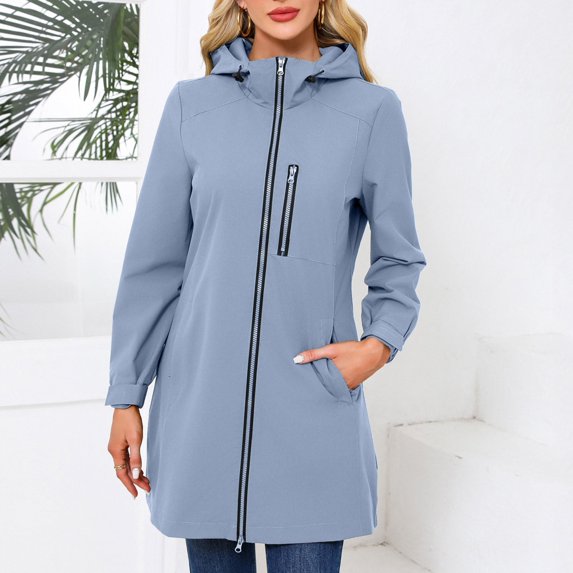 Women Hooded Long Sleeved Spring And Autumn Jacket Loose Casual Windproof Jacket Winter Jackets for Women Long Coat Women Womens Fall Coats World of Dance Windbreaker Nylon Windbreaker Camping Gear