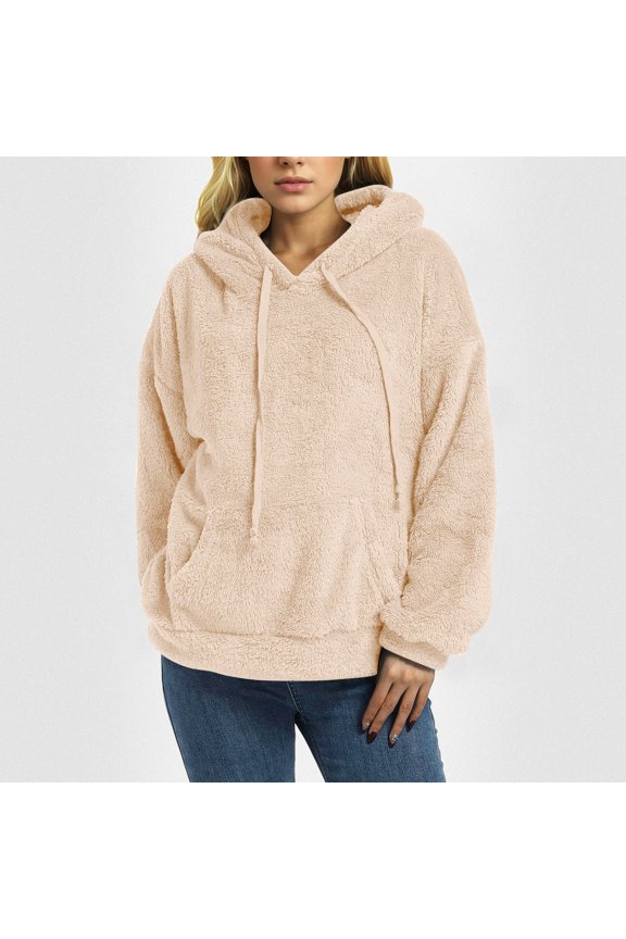 Women Hooded Outwear Coat for Winter Warmth with Wool Blend Zipper Pockets Contemporary Outerwear Black L