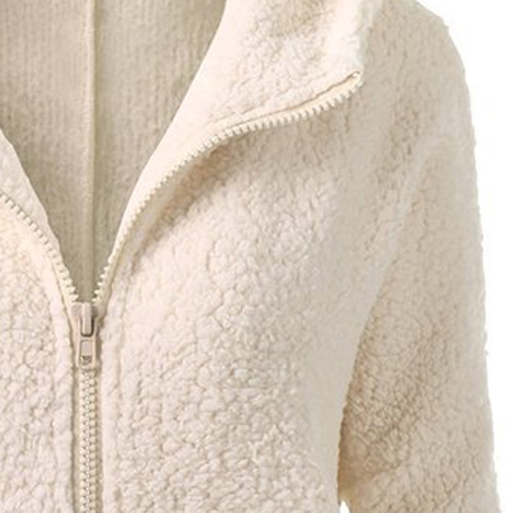Women Hooded Sweater Coat Winter Warm Wool Zipper Coat Cotton Coat ...