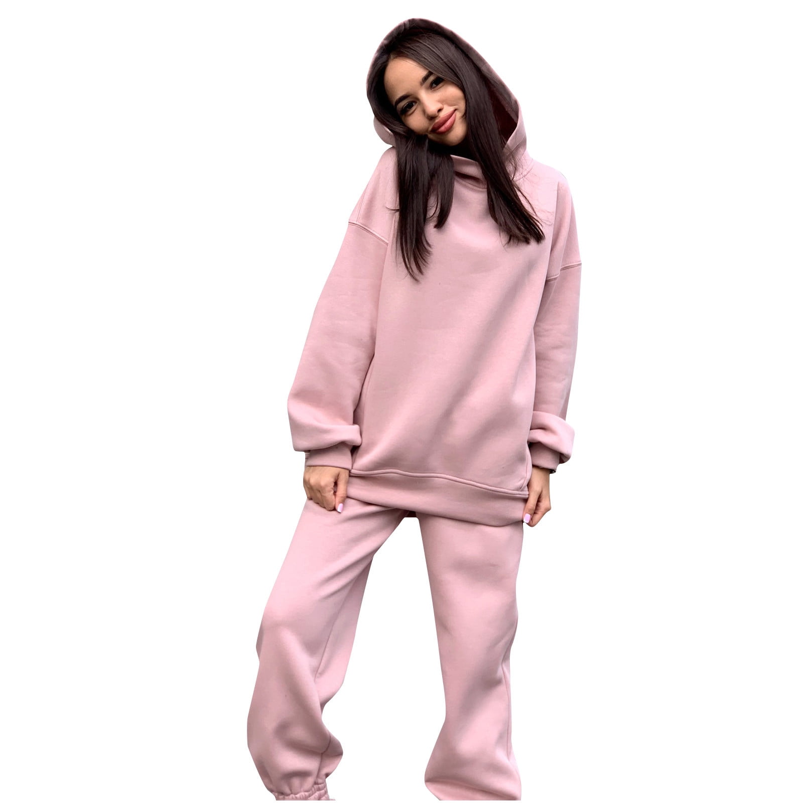Women Hooded Sweatsuits Sets Hoodie Tracksuits 2 Piece Loose Pullover ...