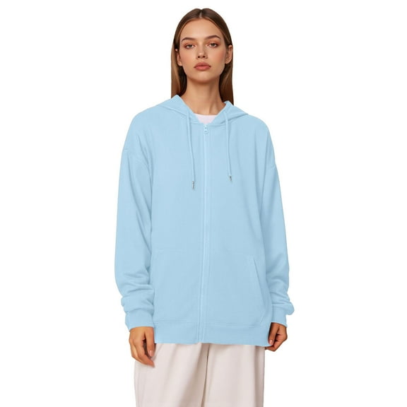 Women Hoodie Blue Zip Up Hoodie Women Long Sleeve Women's Hoodies Pullover Womens Fall Hoodies XS