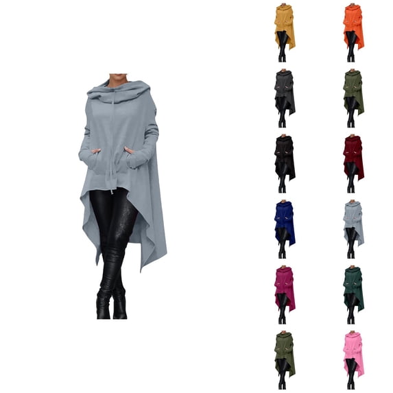 Women Hoodie Dress with Pockets Long Sleeve Irregular Hem Solid Color Casual Sweatshirt Pullover Tops