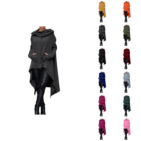 Women Hoodie Dress with Pockets Long Sleeve Irregular Hem Solid Color Casual Sweatshirt Pullover Tops