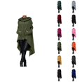 thumbnail image 1 of Women Hoodie Dress with Pockets Long Sleeve Irregular Hem Solid Color Loose Hooded Sweatshirt Pullover Tops, 1 of 6