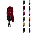 thumbnail image 1 of Women Hoodie Dress with Pockets Long Sleeve Irregular Hem Solid Color Loose Hooded Sweatshirt Pullover Tops, 1 of 5